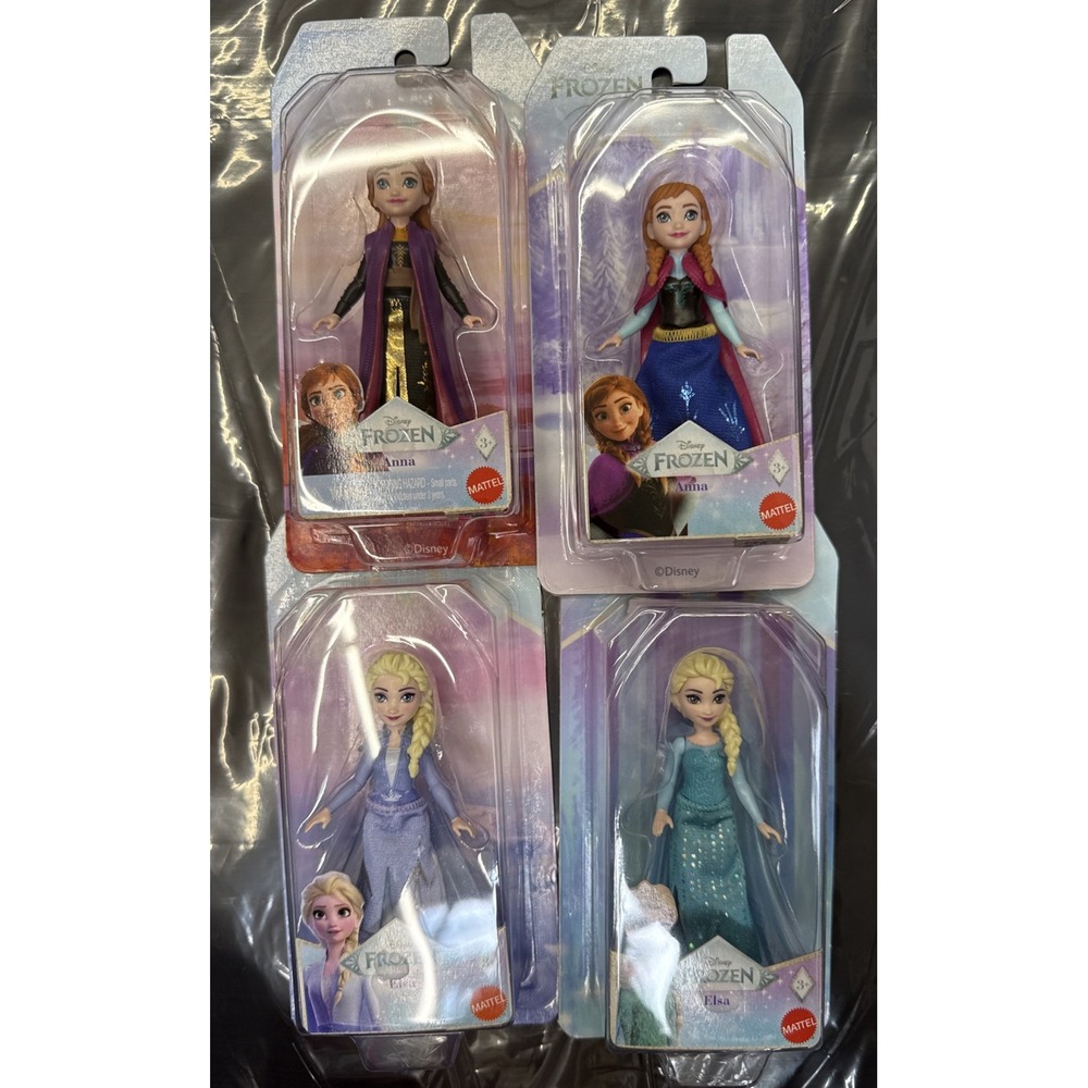 4 Pack Disney Frozen Elsa & Anna Dolls,  Collectible Disney Toys 3.5"  Movie 1&2